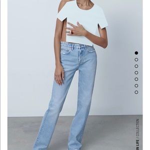 Zara straight leg mid rise jeans